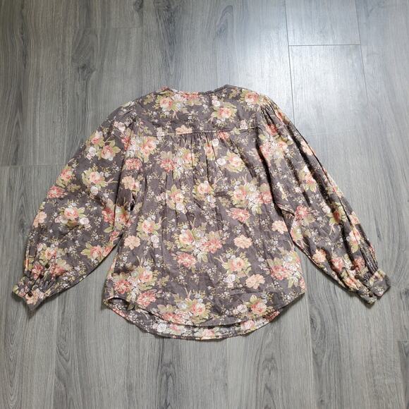 Anthropologie Top XS Cottage Peasant Prairie Romantic Feminine Boho Popover LS - Picture 3 of 11
